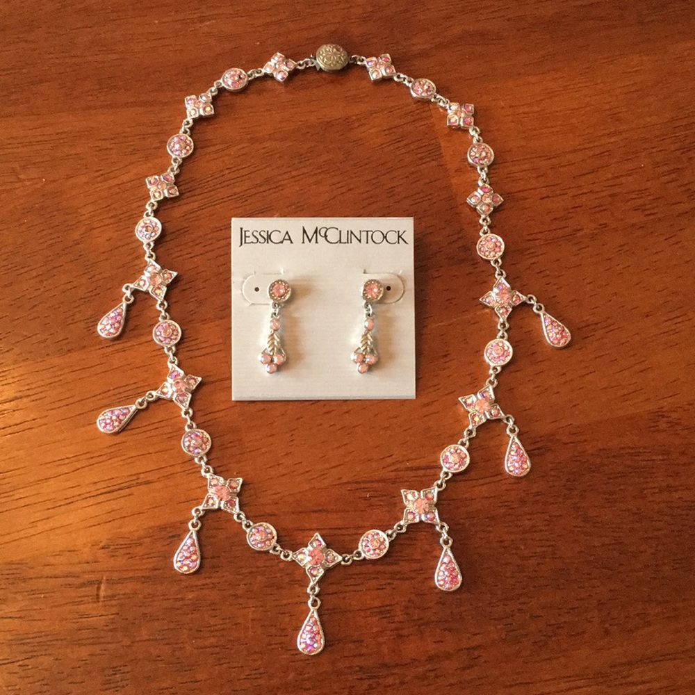 Jessica McClintock pink rhinestone jewelry